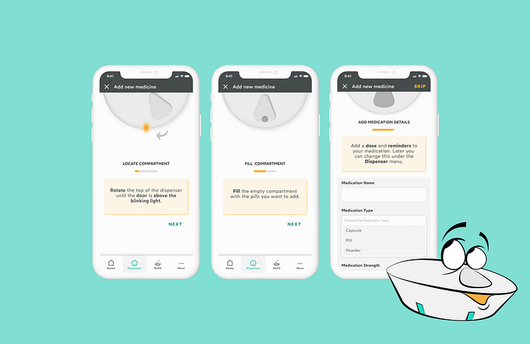 Pillbie (Medtech/IoT) app design by Anna Kuti-Krvavac